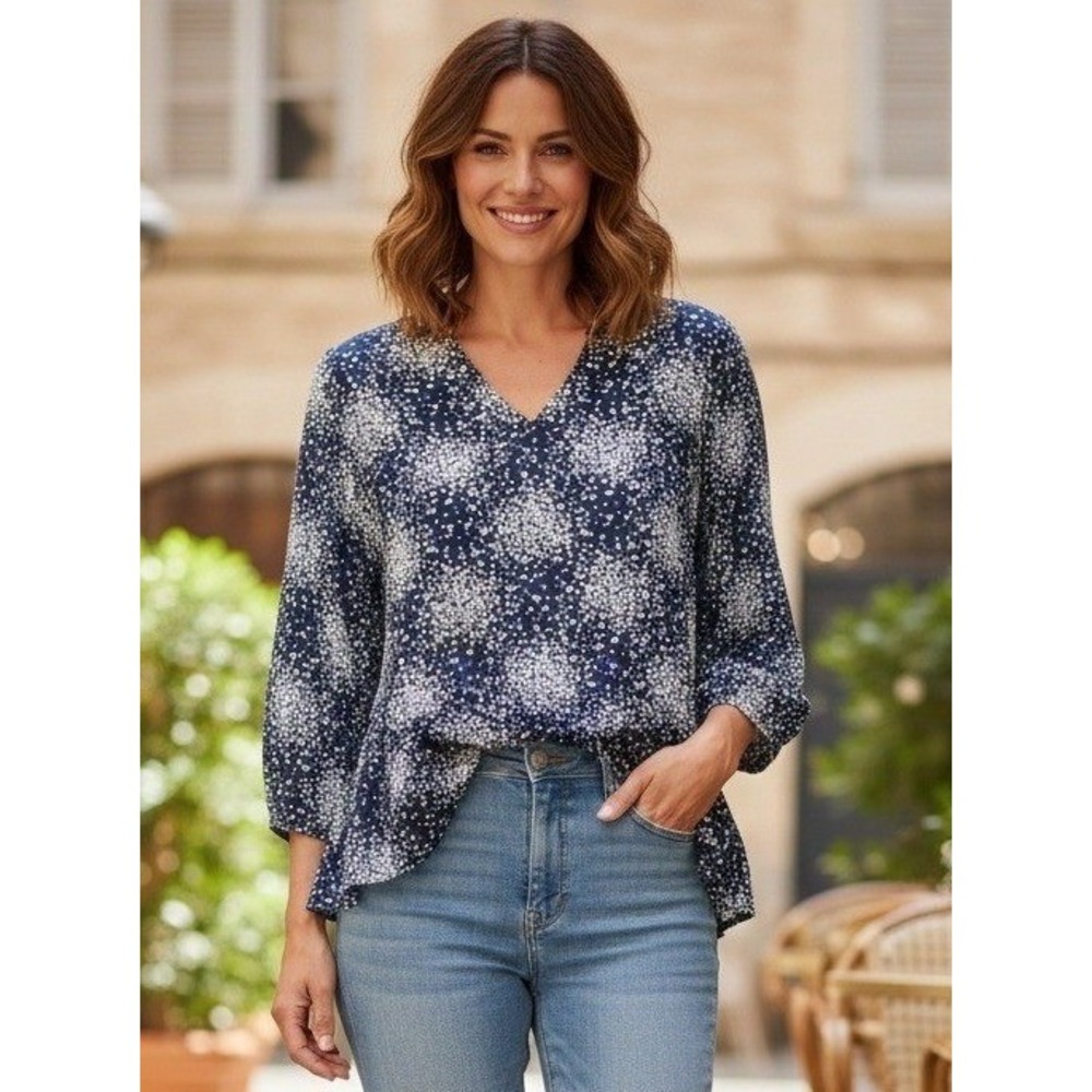 Boden Blouse Top Women's 18 Floral Daisy V-Neck Peplum Boho Vacation Cottagecore